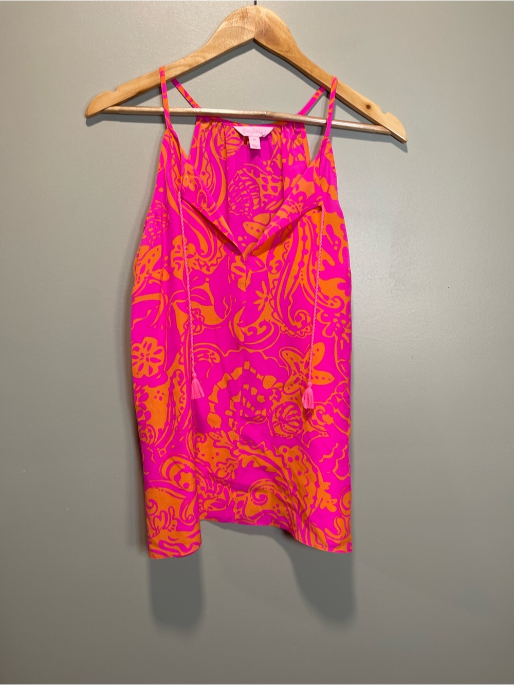 Lilly Pulitzer Fuchsia and Orange Paisley Silk Top Women’s Small